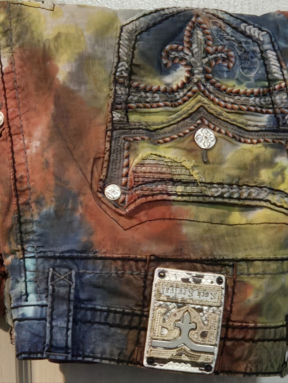 Rock Revival Multicolor Tie-Dye Embroidered Shorts.